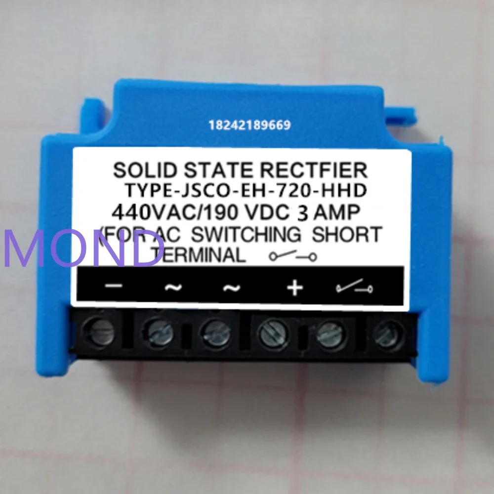 SOLID STATE RECTFIER JSCO-EH-720-HHD Brake Rectifier Module 440VAC/190 VDC 3 AMP for AC SWITCHING SHORT TERMINAL INPUT VOLTA