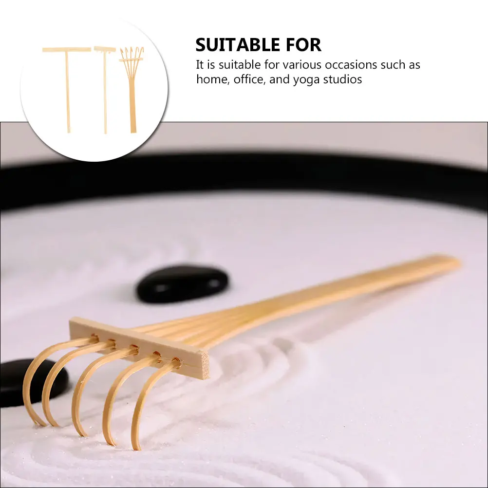 

Mini Zen Garden Tools Bamboo Rake Smooth Decoration Dry L scape Table Accessories S box Craft Miniature Garden Rake Tool
