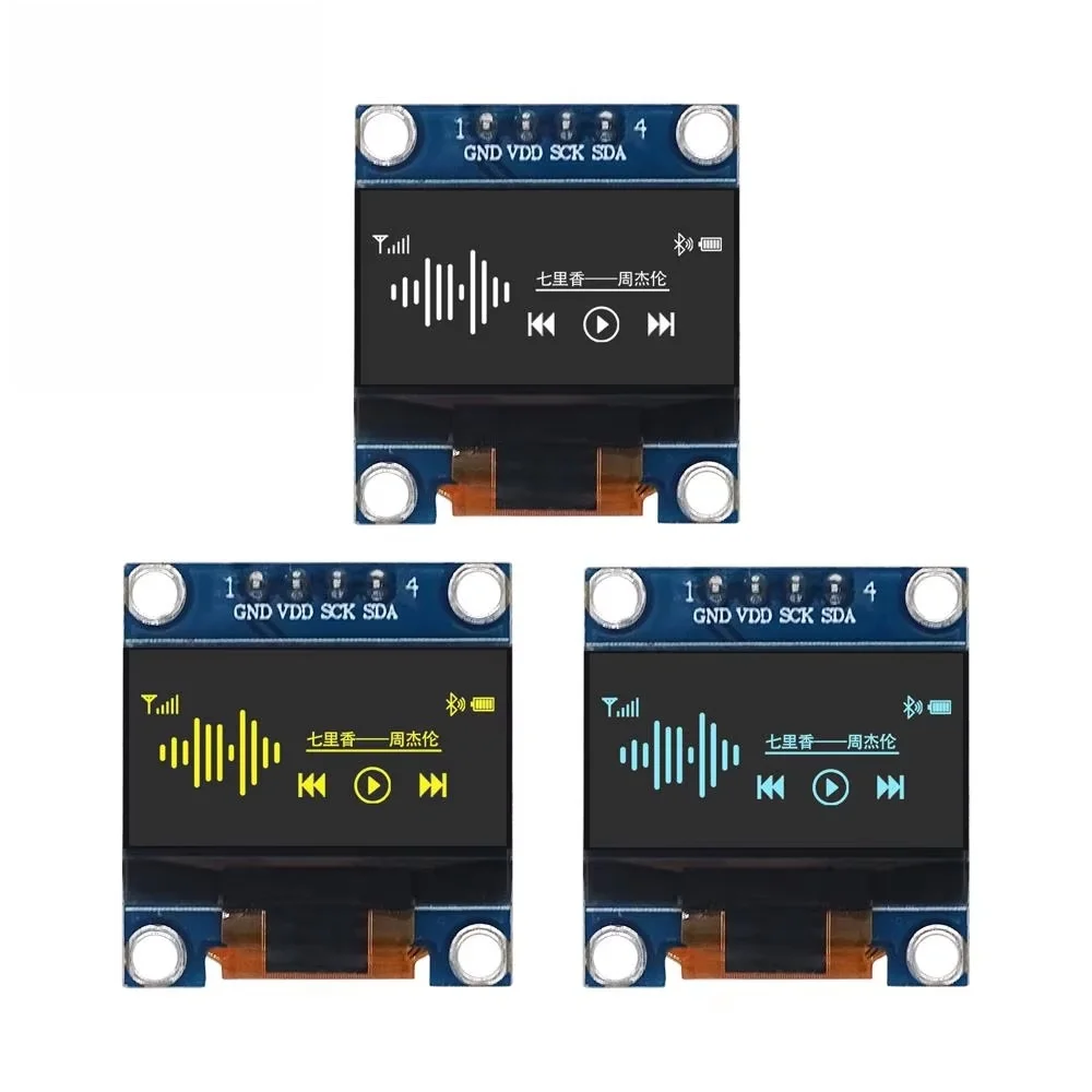 0.96 Inch Oled Display Module Ssd1306 I2c Iic Spi Serial 128x64 Lcd 4 Pin Yellowblue Whiteblue For Arduino(pin Headers Soldered)