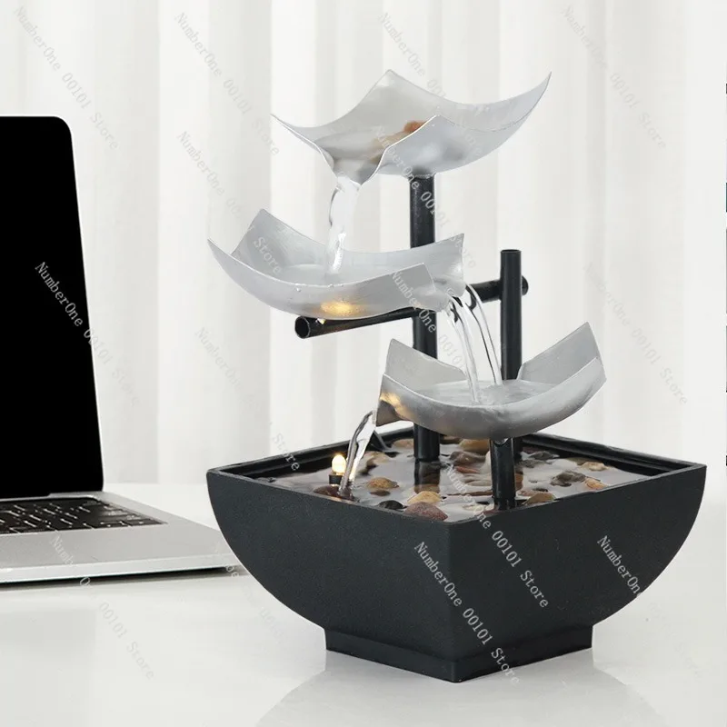 Desktop Water Flow Fountain, Office Feng Shui Ornament Craft, Positive Energy Home Decor Accessory