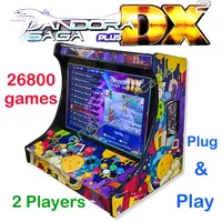LCD Bartop Arcade Video Game Console, Built with SAGA PANDORA DX 26800 in 1 Coin Acceptor Joystick Button, 2 Players to TV, 22\
