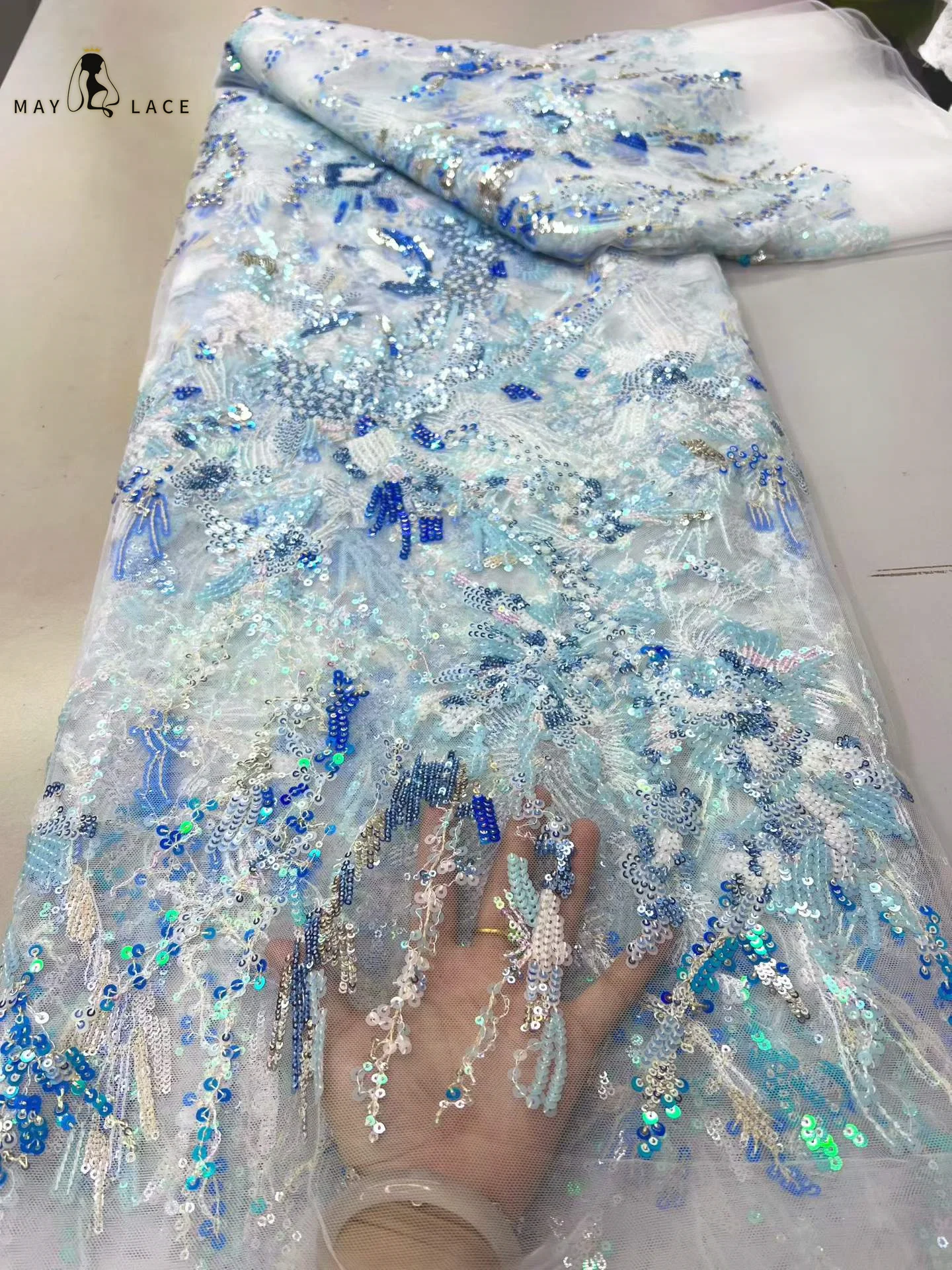 

Luxury African Sequins Mesh Lace Fabric 2026 High Quality Sequins Nigerian Wedding Bridal Embroidery French Tulle Dresses Sewing
