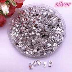 200pcs 4x8mm Leather Cord End Caps End Clasps Crimp Bead Silver/Gold/Dull Silver/Gunblack Plated Connectors for Jewelry Making