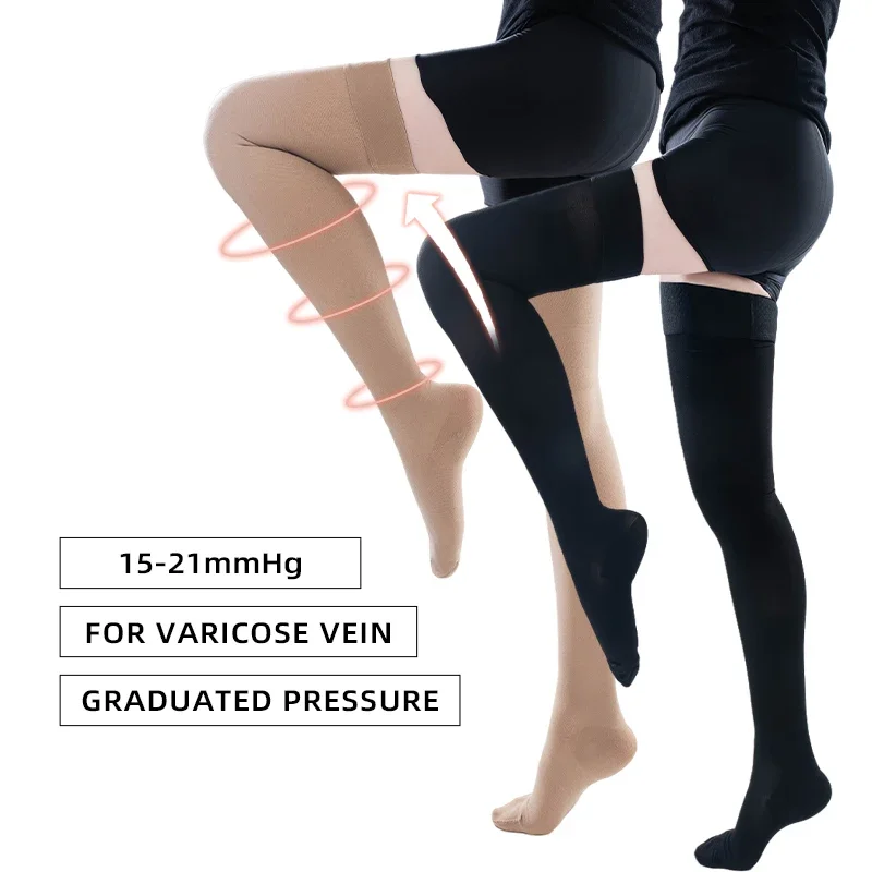 

Medical Compression Stockings for Varicose Veins, Closed Toe, Knee High, Pressure Brace, Wrap Shaping, Extra Large, 15-21mmHg