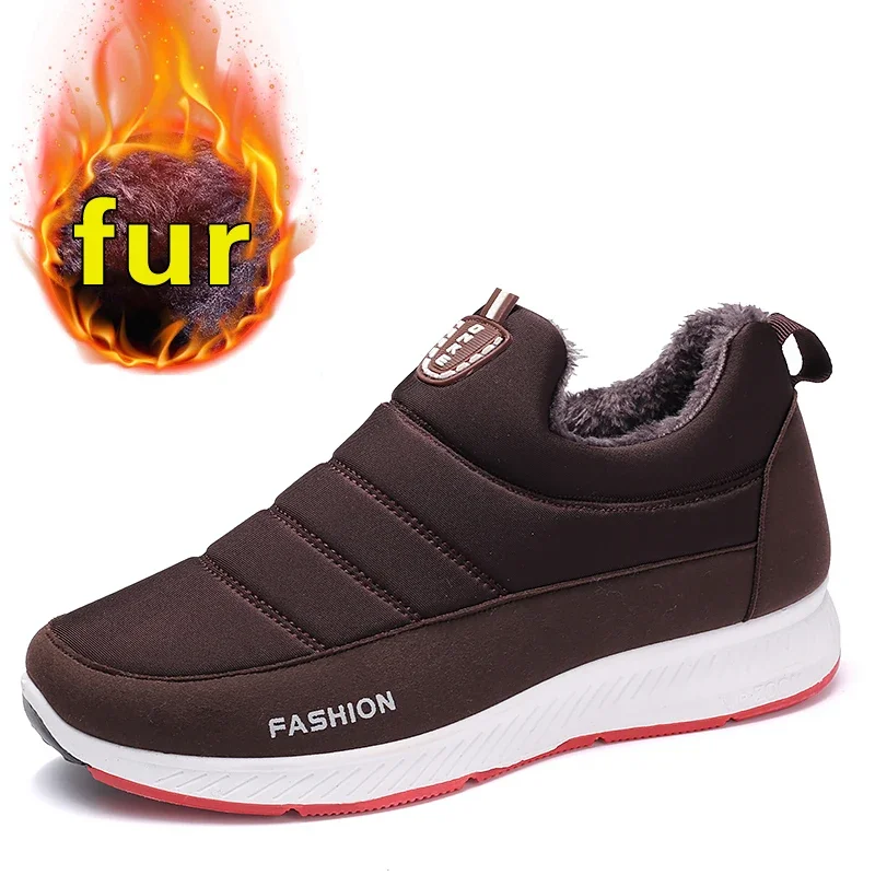 Winter Snow Boots Women Men Shoes Warm Plush Fur Ankle Boots Winter Female Slip on Flat Casual Shoes Waterproof Women Sneakers