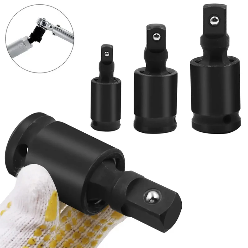 1/2 3/8 1/4 Inch 360 Degree Swivel Knuckle Joint Air Impact Wobble Socket Adapter Hand Tool Portable Universal Hand Repair Tools