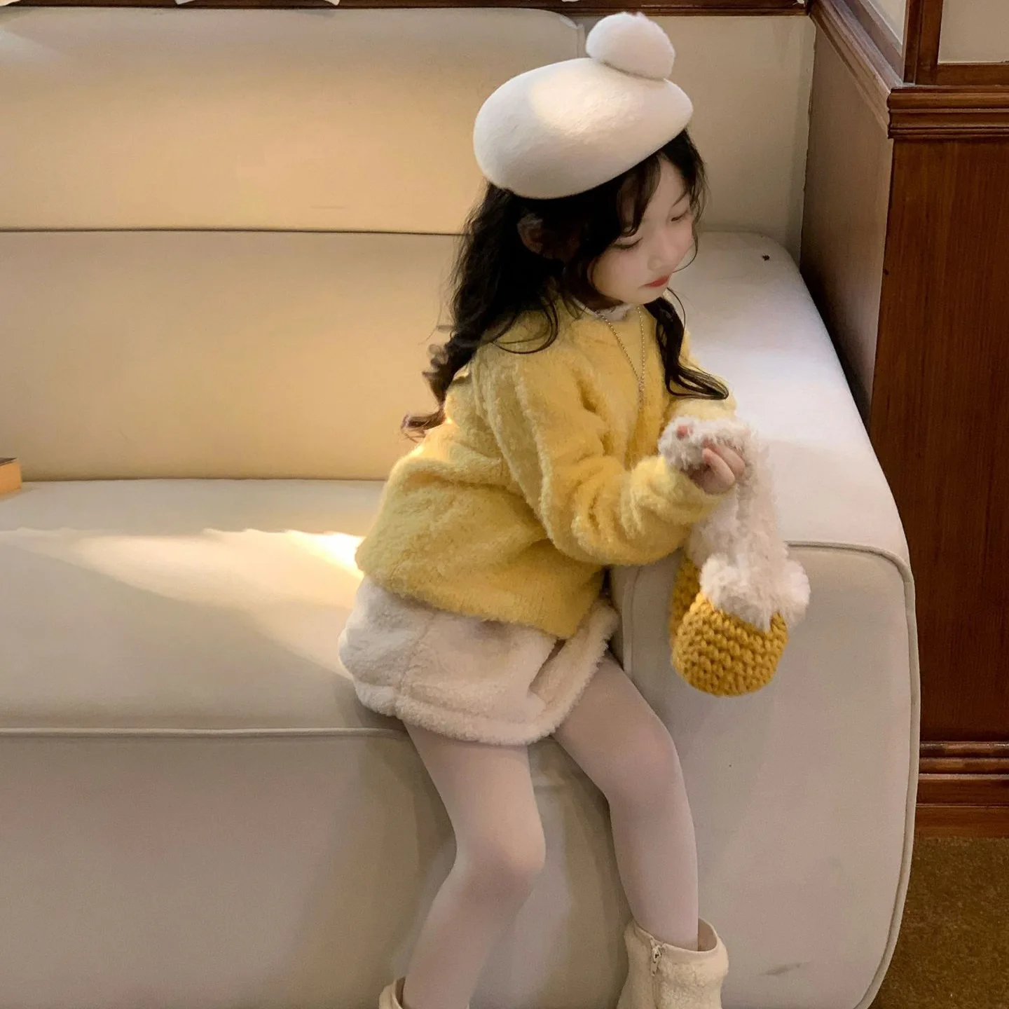 Girls Sweater 2024 Winter New Childrens Wear Korean Style Baby Girl Soft Waxy Loose Lazy Style Pullover Sweater Casual Simple