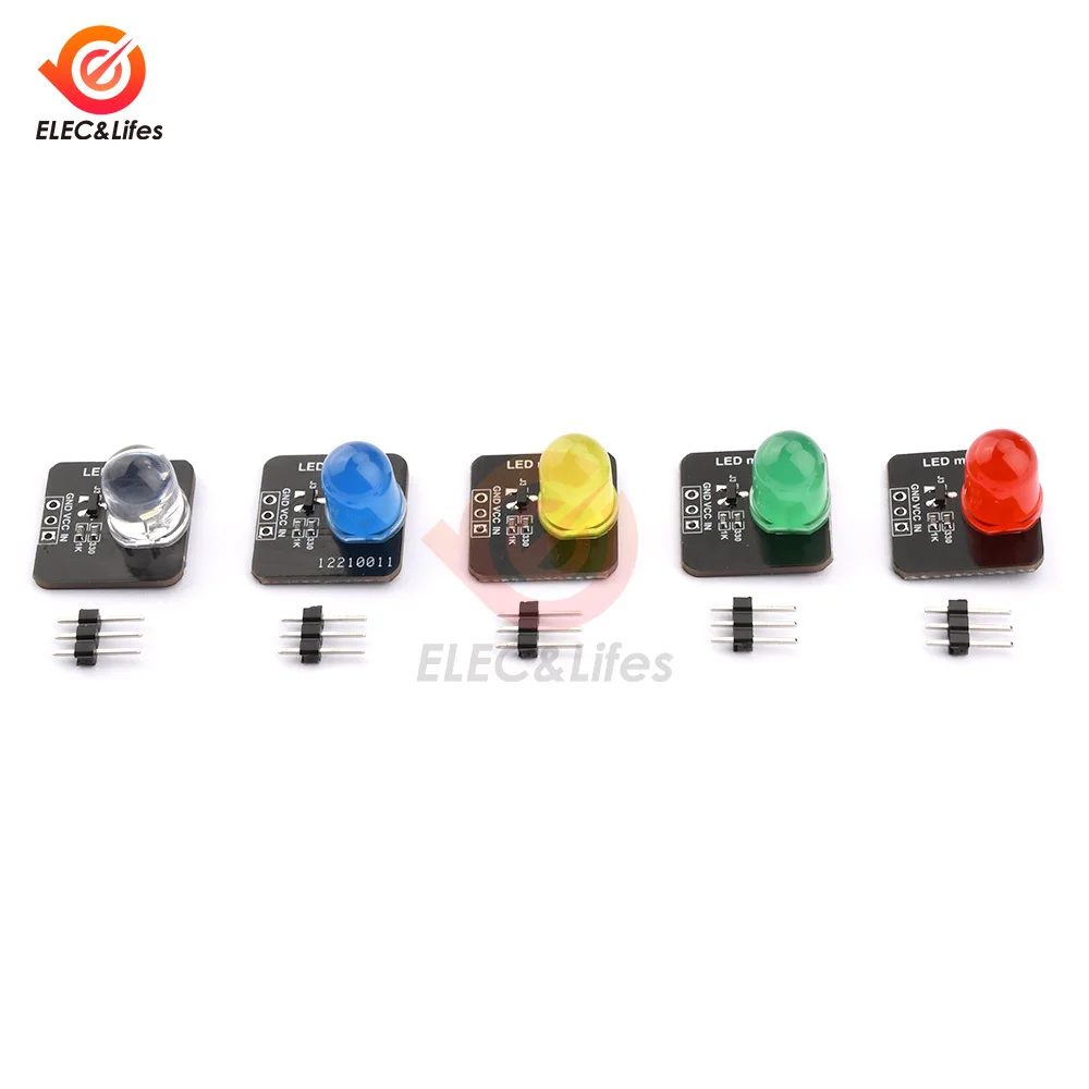 DC 3.3V-5V 10mm luminous module LED light sensor LED indicator light red green blue yellow Welded/No Welded Pins For Arduino