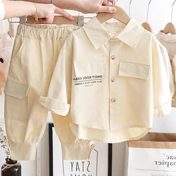 2Piece Spring Fall Baby Clothes Toddler Boy Outfit Set Korean Fashion Casual Letter Tops+Loose Pants Boutique Kid Clothing BC655
