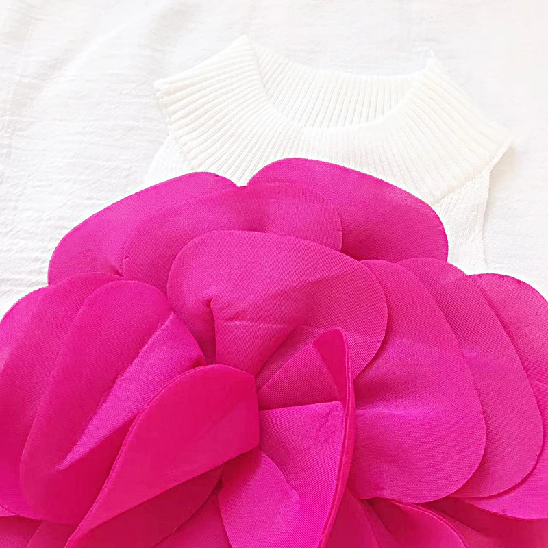 New Sweet 3D Flower Sleeveless Top One Shoulder Camisole Vest For Women's Y2k Korean Fashion Tide Spring Summer 2025   white top