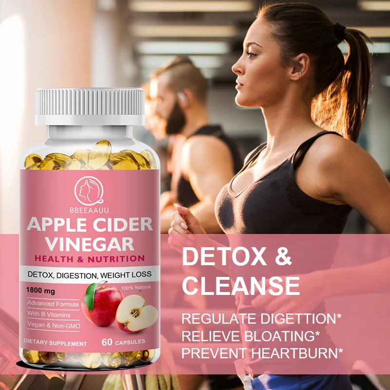 BBEEAAUU Apple Cider Vinegar Capsules Weight Management Detox Relieve Bloating and Constipation Weight Loss Slimming Products