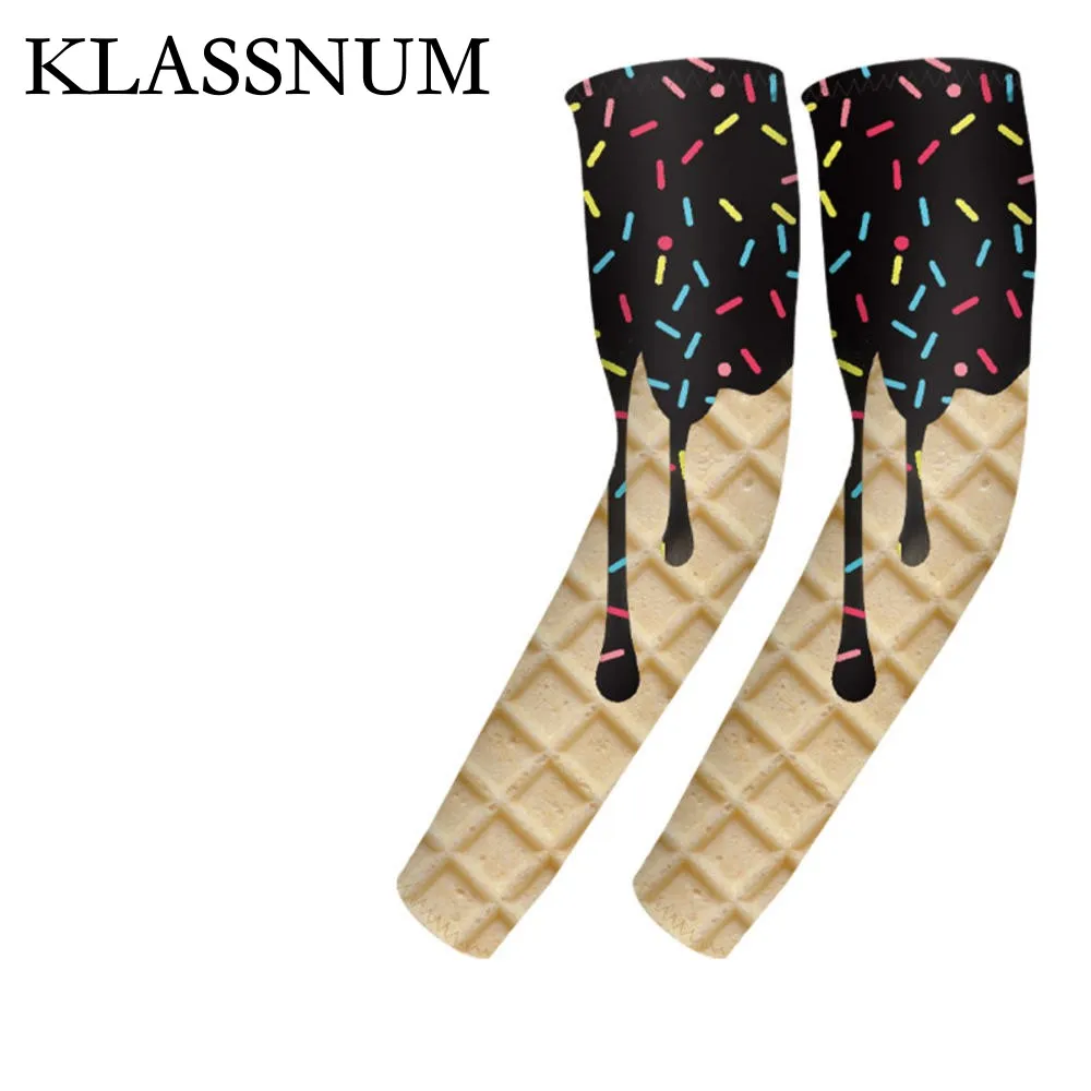 

Youth Sport Arm Sleeve Breathable Arm Sleeve Ice Cream Printed Compression Arm Sleeve Cooling For Baseball Volleyball Basketball