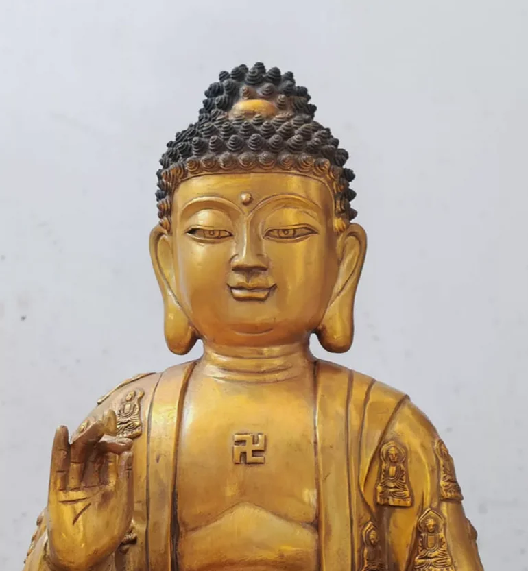 17inch Sakyamuni Amitabha Tathagata Buda Bronze Buddha Statue treasures Buddhism