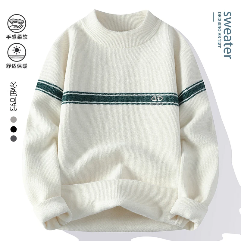 

Men's wool pullovers Men's Sweater 2024 Autumn Solid color Half high collar mens Thick Warm Men Knitted Sweater full sizeM-4XL