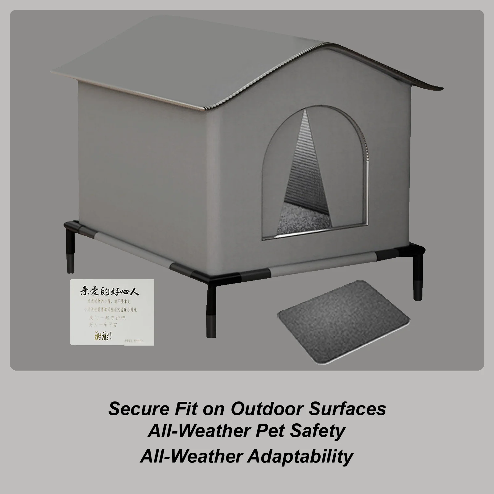 

Outdoor Cat House Waterproof Insulated Pet Cave With Kickstand Winter Warm Pet Kitten Nest Cave Space Enclosed Warm Tent