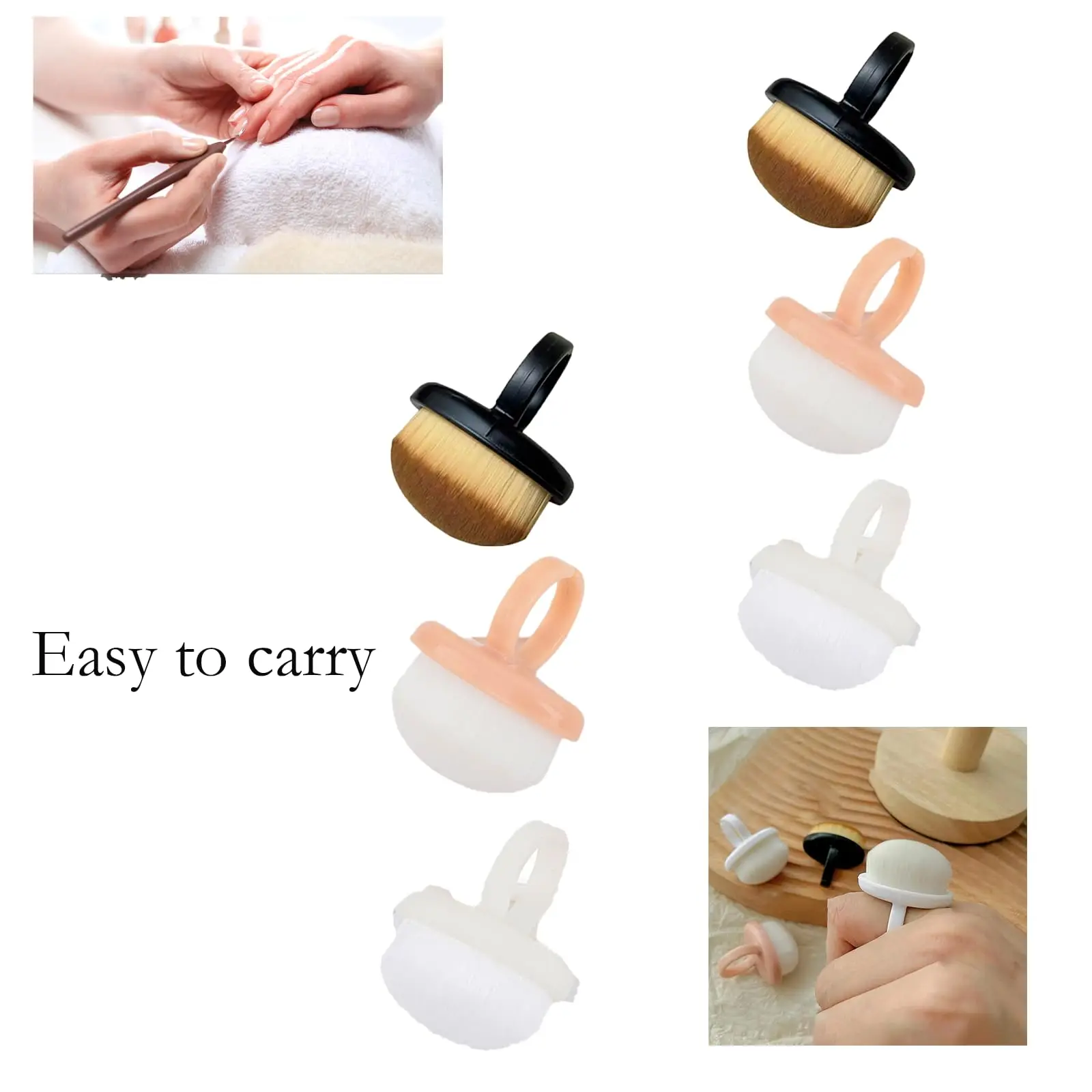 Nail Brush, Lightweight Soft Small Dust Brush for Nails, Portable Nail Dust Cleaning Brush Ring for Nail Art Makeup