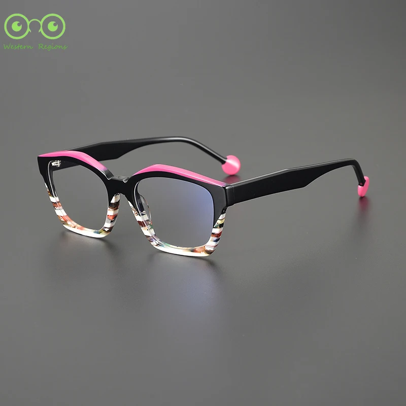 

New personalized color block glasses frame high quality cat eye ultra-light acetate comfortable men and women with myopia