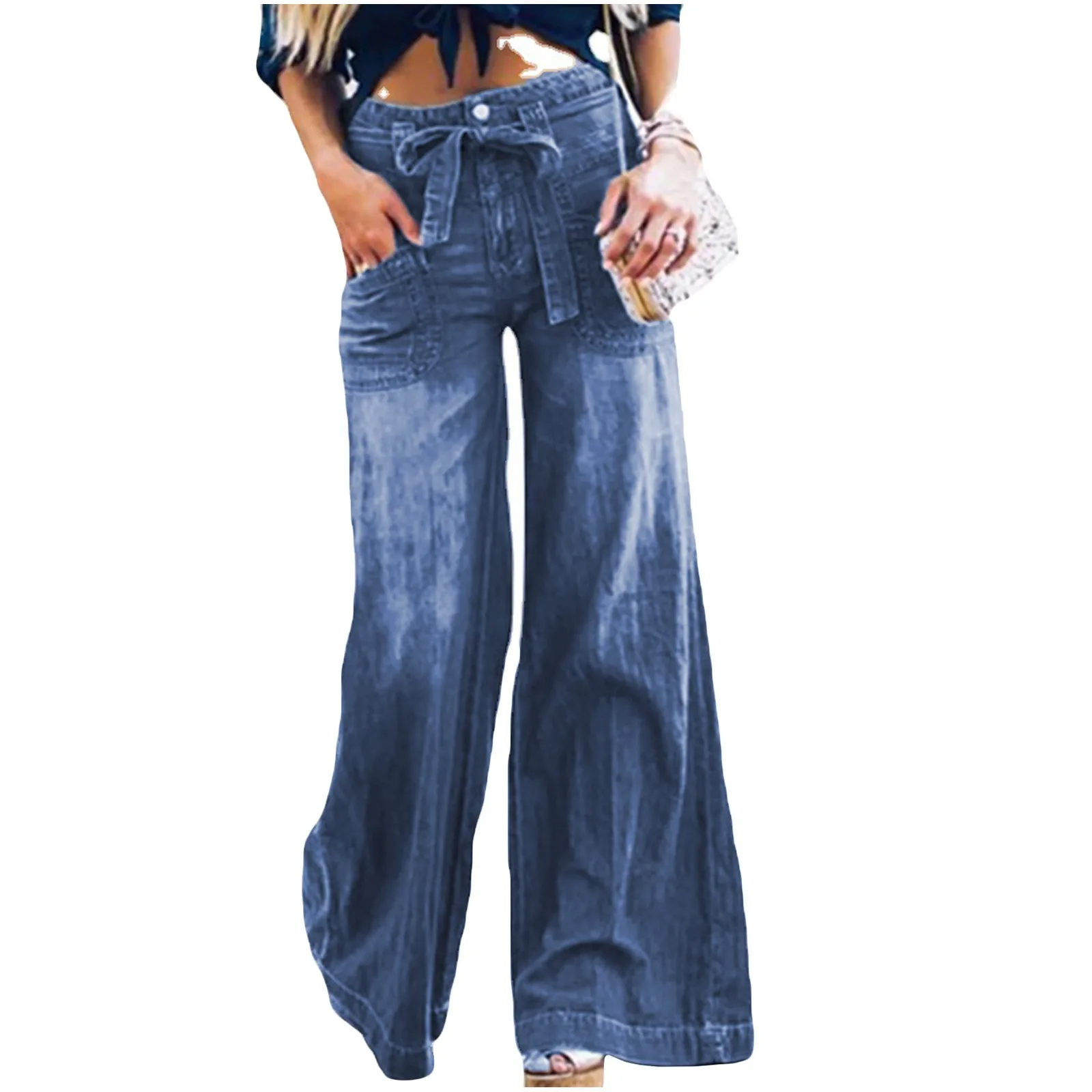 

Denim Pants Women's Harajuku Style Loose Wide Leg Jeans Slim High Waist Straight Trousers Streetwear Elegant Splice Trousers Y2k