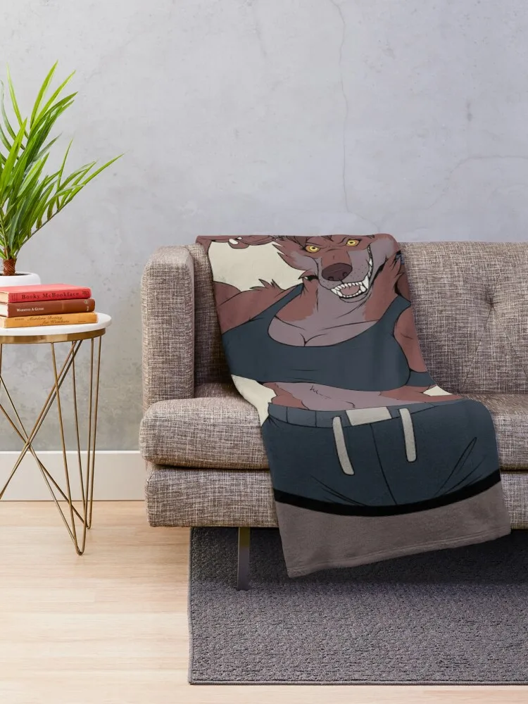 Gym Werewolf Girl (no text) Throw Blanket Bed covers anime Blankets