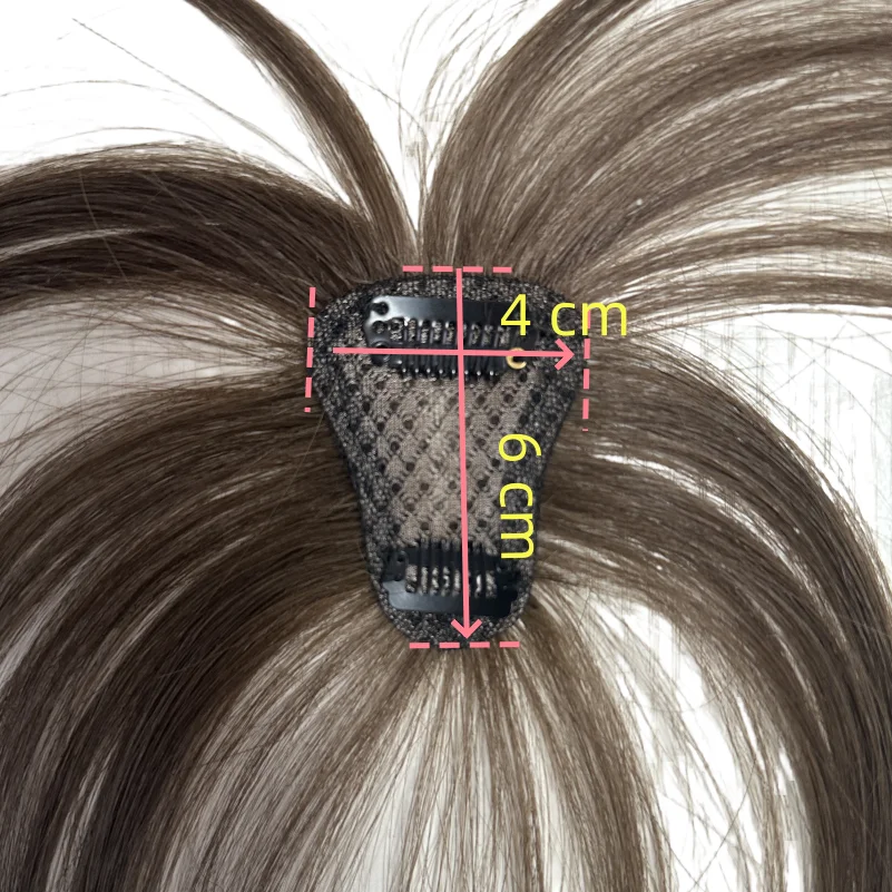 Poni Rambut Manusia Tak Terlihat untuk Wanita 4x6cm Basis Renda Swiss Warna Coklat Hairpiece Topper Jepit Ekstensi Rambut Manusia