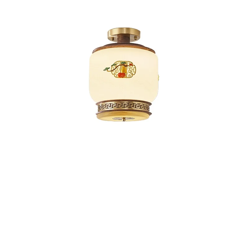 

Полностью медный массив дерева, новый китайский потолочный светильник для прохода, балкон, прихожая, современный круглый светильник