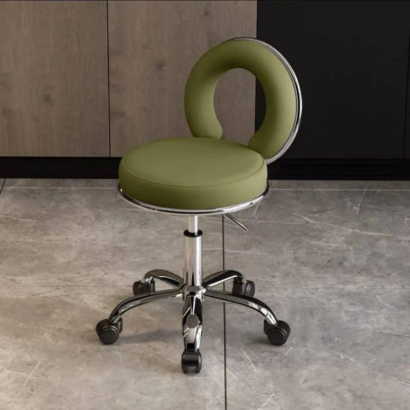 Factory direct supply beauty salon PU genuine leather round rolling hydraulic adjustable rotating pedicure technician