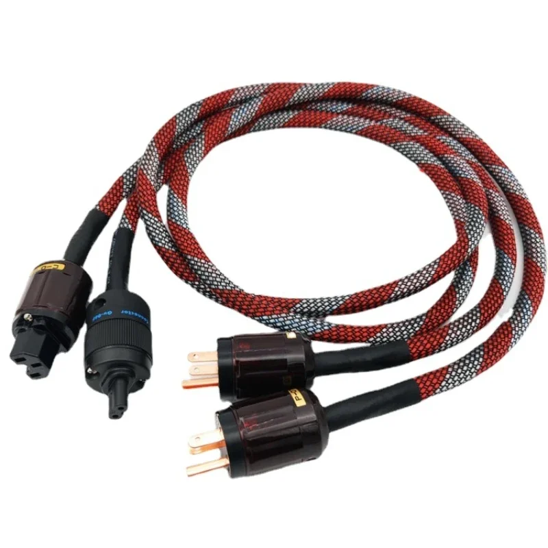 HiFi Audio US Plug Power Cable Oxygen Free Copper C13 C7 8-Female IEC AC Power Cord