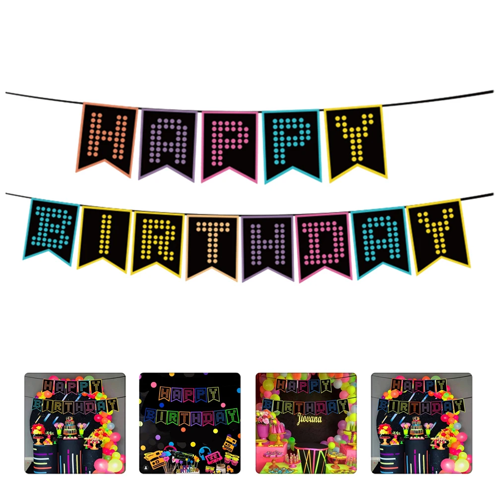 

1 Set Fluorescent Swallowtail Banner Letter Design Wall Hanging Decor For Birthday Party Decoration Celebration Party