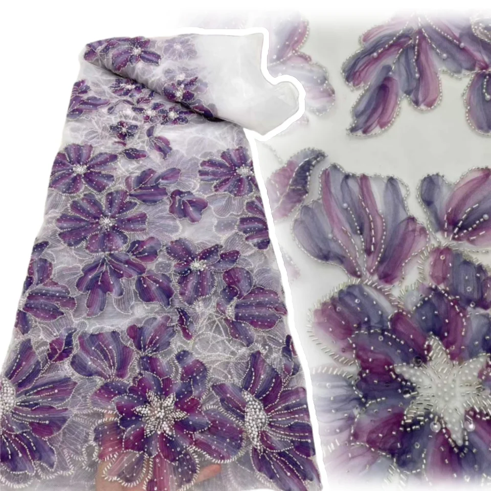 

Роскошный изысканный высококачественный новый модный дизайн, ткань ручной работы с вышивкой, сетчатые кружевные бусины для изготовления женского свадебного платья Z1110