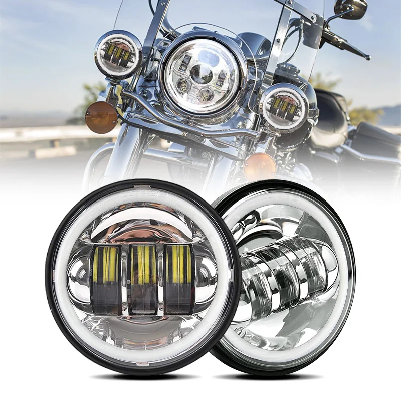

Motorcycle 2pcs 4.5 inch Led Fog Light DRL Led Fog Halo Ring 30W Round Auxiliary Passing Lamp for Har-ley Classic Road King