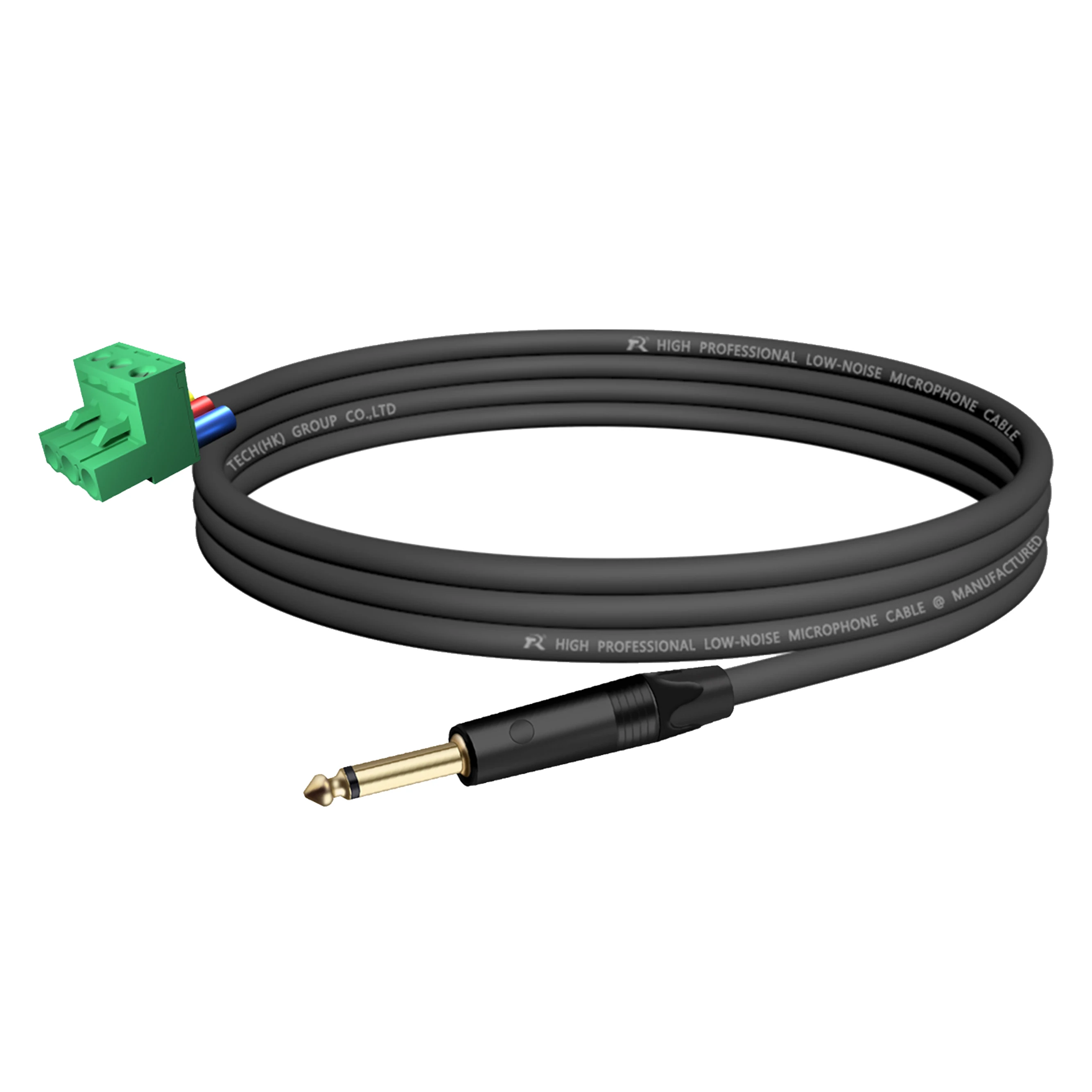 Phoenix Terminal Connector Audiokabel, 6,5 mm (1/4 Zoll) TS-Stecker auf 3-poliger 5,08 mm/0,2 Zoll Rastermaß PCB Phoenix, Mono-Audiokabel – Detail 2