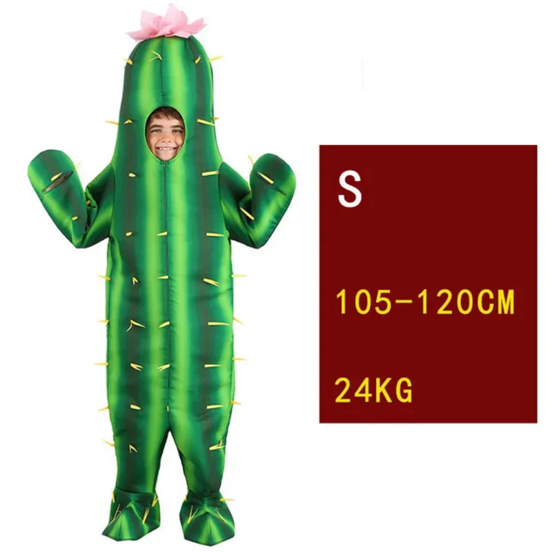 Unisex Adult Cactus Costume Cosplay Holiday Party Funny Green Men Cactus for Kids Boy Jumpsuit Fancy Dress