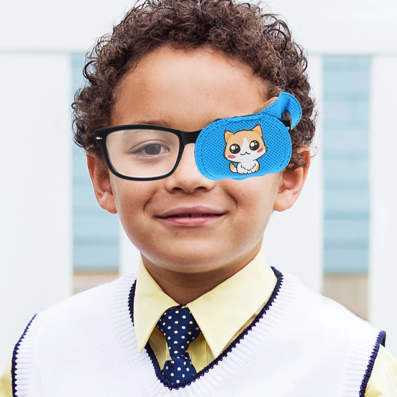 

6 Pcs Corrective Eye Patch for Amblyopia Kids Adults Cartoon Blue Left Eye Single Covers Glasses Fits Lightweight Comfortable