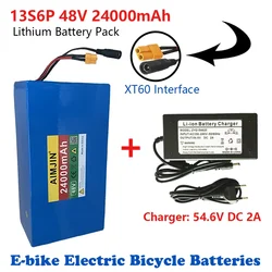 48V Battery Pack 24Ah 18650 Lithium Battery 1000W High Power 54.6V Electric Scooter Battery Built-in 50A BMS