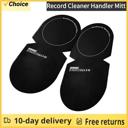 2pcs Record Cleaner Handler Mitt Black Vinyl Record Clip Disc Cleaning Protection Pad No Fingerprints for Vinyl LP Records