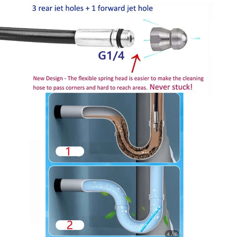 Jetter Washer nozzle 1/4 3/8inch Steel Pressure Washer Drain Sewer Cleaning Pipe Jetter Spray For Drain Hose Nozzle Sewer Nozzle