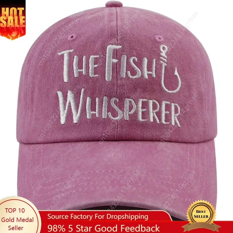 

The Fish Whisperer Hat for Men Women, Funny Adjustable Cotton Embroidered Fishing Lovers Baseball Cap
