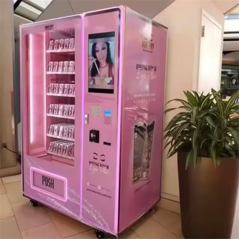 Fully Automatic Cosmetics Vending Machine for Eyelashes Facial Mask Braided Wig Makeup Robot Vending Machine Touch Screen Kiosk