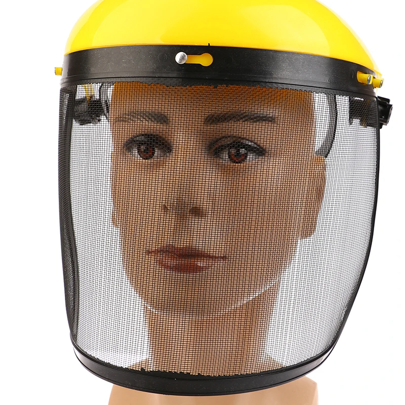 Garden Grass Trimmer Protective Safety Helmet Hat With Full Face Mesh Visor for Logging Brush Cutter Forestry Protection Tools~