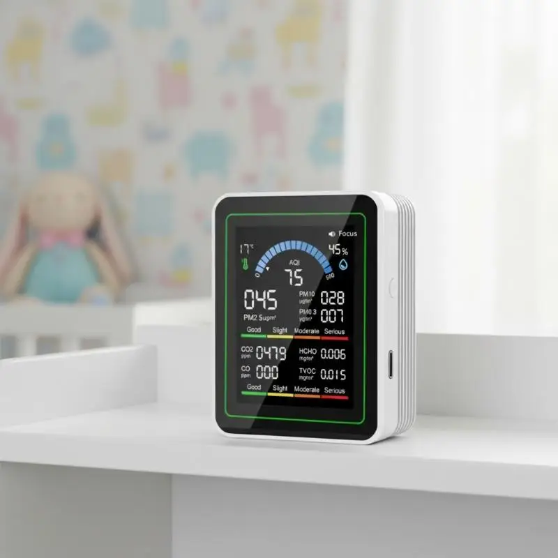 

10-in-1 CO2 Air Quality Detector PM0.3 PM1.0 PM2.5 PM10 HCHO TVOC Tester Temperature And Humidity Meter Carbon Dioxide Monitor
