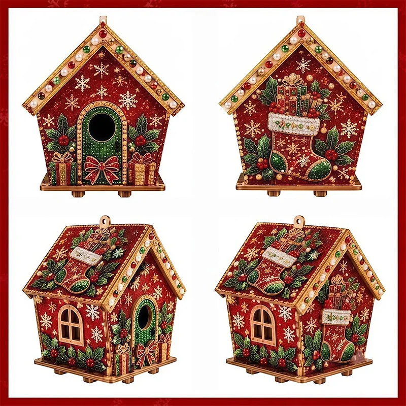 3D Diamond Wooden House Pearl Diamond Art Painting Pearl Beads Craft Set DIY Pearl Beads Craft Kit For Adults Home Decor Gift