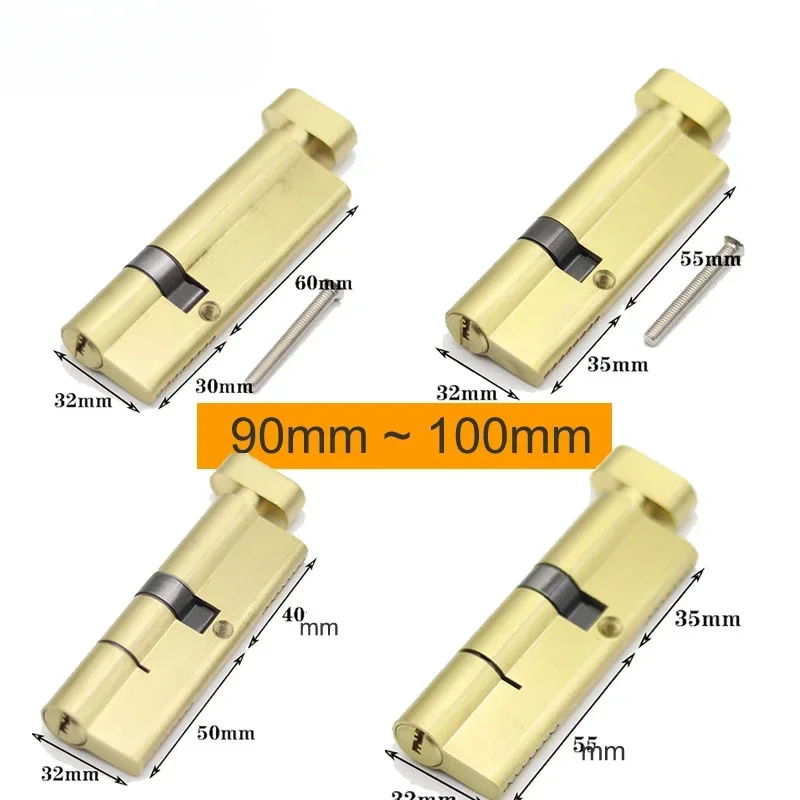 32mm Height Door Lock Cylinder with 3 Keys, 90mm/95mm/100mm Length, for Aluminum Alloy & Anti-Theft Door, Eccentric Security