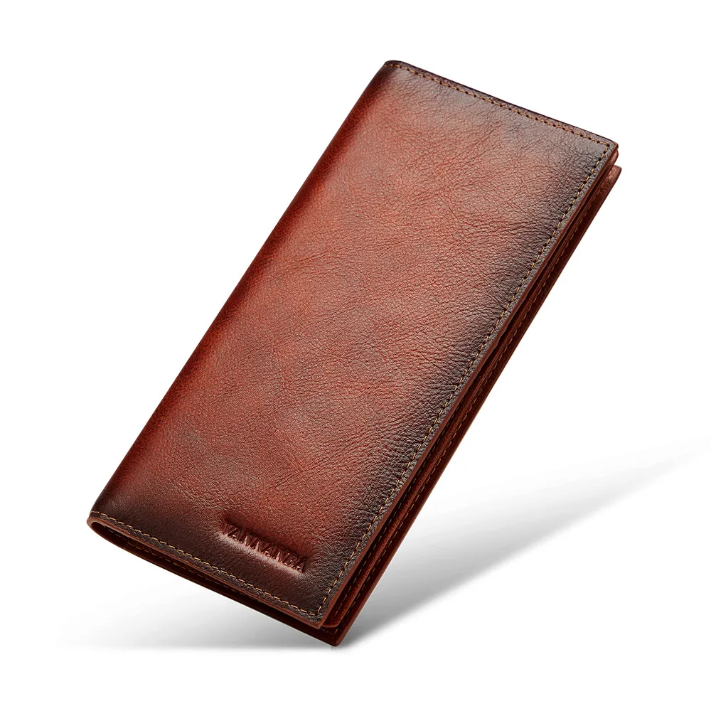 

VANNANBA long wallet for men genuine leather luxury slim business retro-minimalist credit card holder purse brand gift