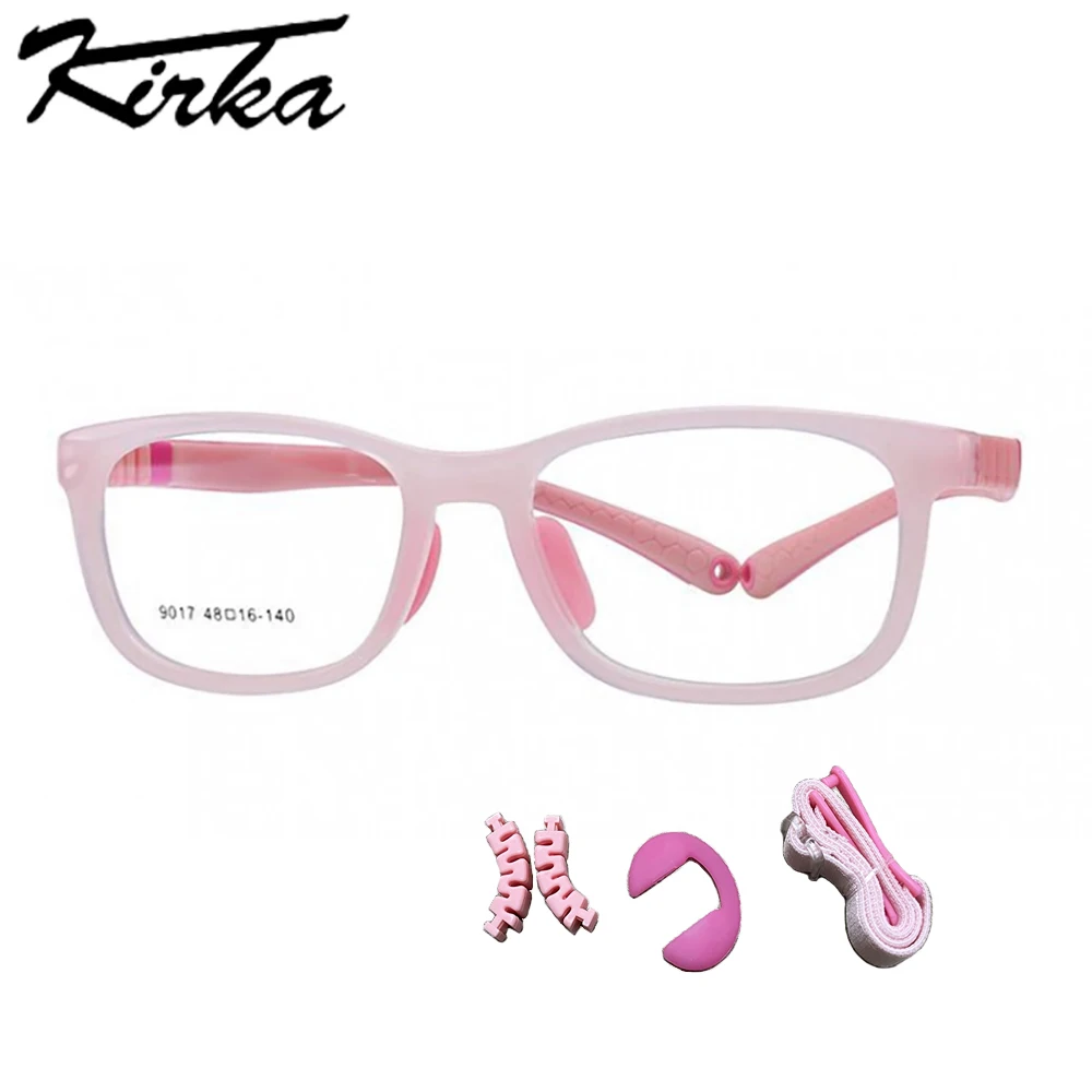 

Kirka Boy Girl Eyewear Frame Children TR90 Eyeglasses Frames Candy Color Kids Glasses Soft Light Material Optical Glasses 9017