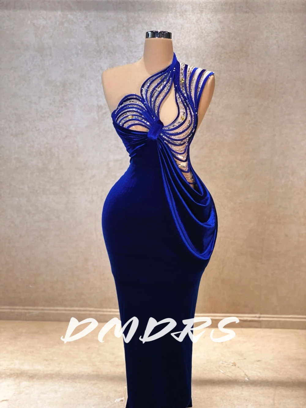 

Haute Couture длинное вечернее платье с бисером, очаровательное бархатное облегающее женское коктейльное платье с вырезами по индивидуальному заказу, официальная банкетная одежда