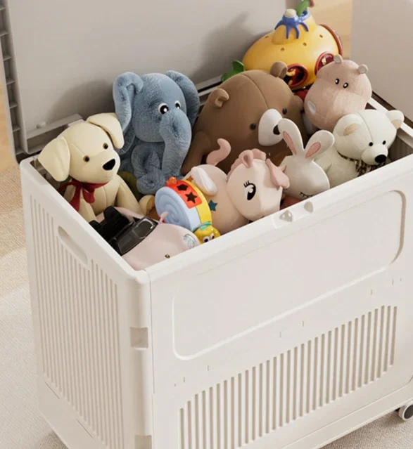 Toy storage box basket with large capacity and oversized doll organizer with pulley for babies