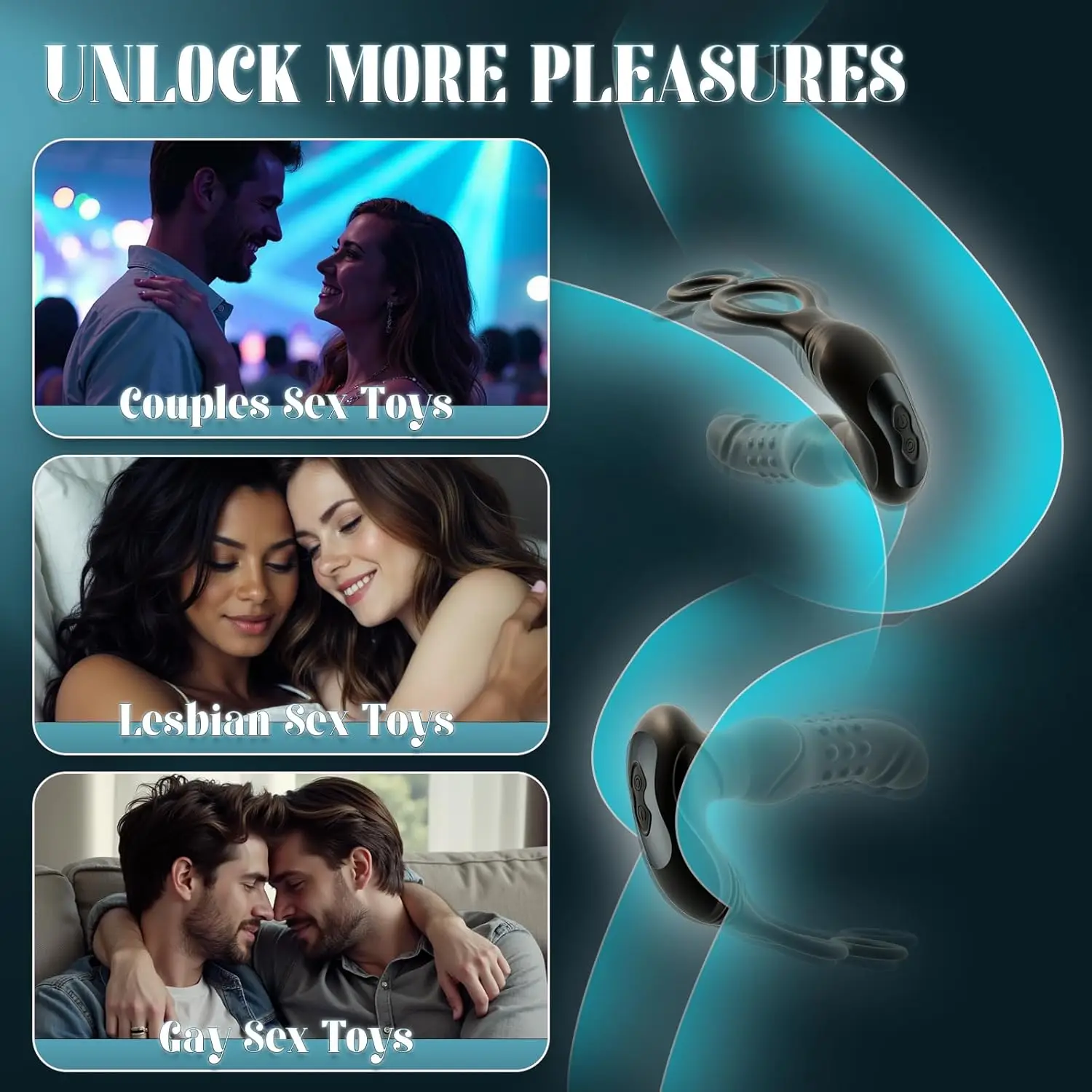 Wibrator do penisa - stymulator punktu G, sztuczny penis z koralikami, wibracyjny korek z pierścieniem na penisa, 9 trybów wibracji z funkcją uderzeń.