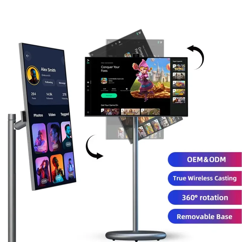 

Rollable Smart Touch Screen Display Android 15 Portable Smart TV 9000mah Battery Incell Digital Signall Smart Monitor