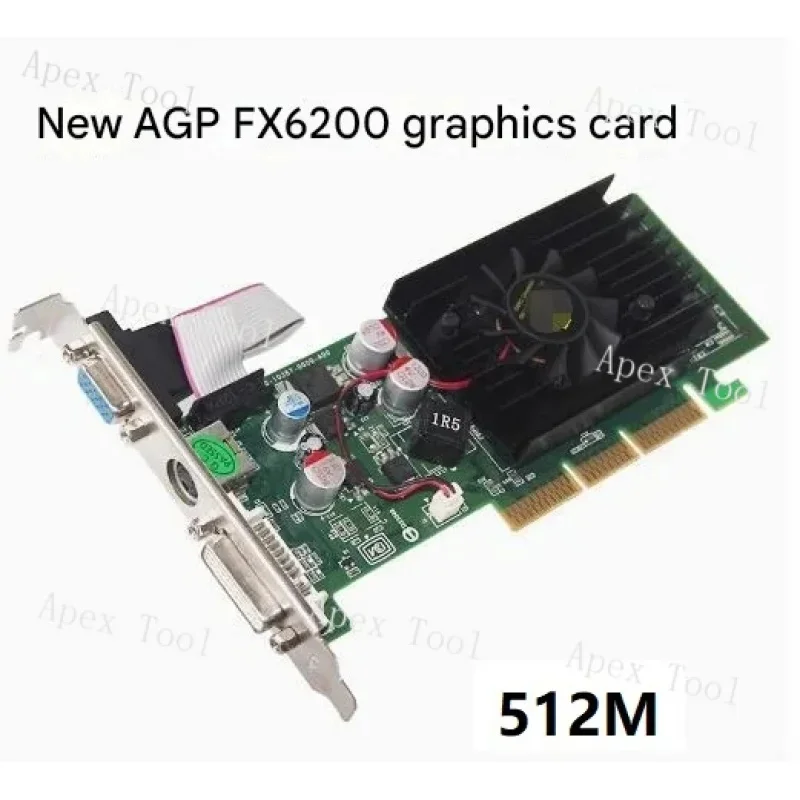 FX6200 Graphic DDR2 256M 512M Compatible 4X 8X Graphics New AGP Card with CRT DVI S-Video