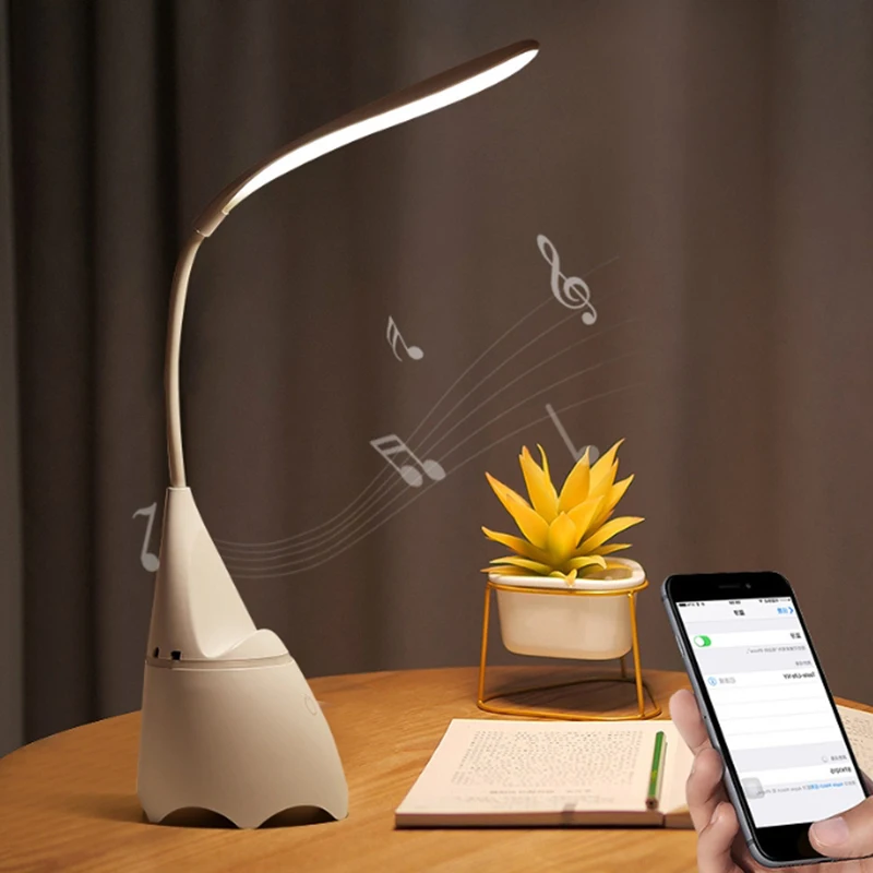 Lampe de table LED multifonction Bluetooth pour la décoration intérieure, la lecture dans le foyer, la protection des yeux, la lumière de table, la lampe de bureau de charge des étudiants modernes